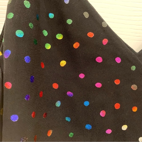 EXPRESS Black Rainbow Metallic Polka Dot Chiffon Downtown Cami Top - Picture 4 of 5